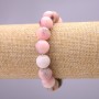 Bracelet with natural stone Pink Opal smooth bead, diameter 10(±)mm on elastic 18cm circumference