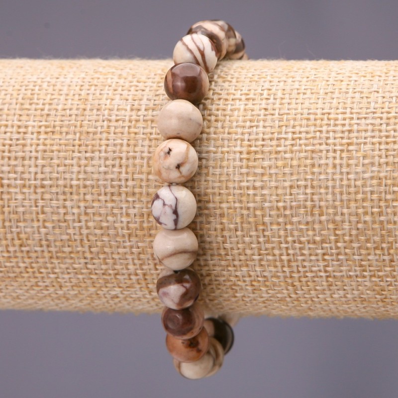 Jasper Bead Bracelet, Smooth Round Beads, 10mm ±, Elastic Band, 18cm Circumference