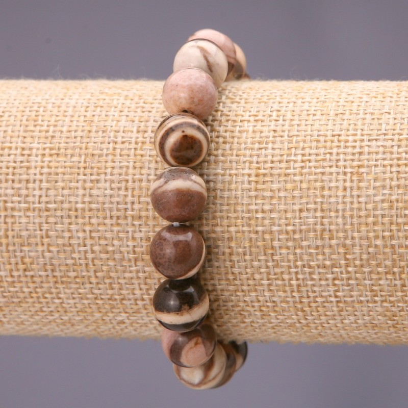 Bracelet made of natural Jasper, smooth beads, 8(±)mm diameter on elastic, wrist circumference 18cm