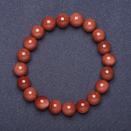 Bracelet Aventurine "Golden Sand" (synthetic) smooth bead on elastic, length 18 cm, bead diameter 8 mm