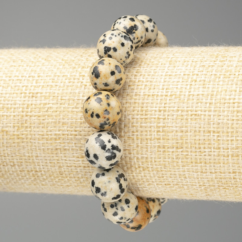 Dalmatian Jasper Bracelet (artificial acrylic) smooth round beads, diameter 12.5mm±, length 18cm (stretch)