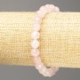 Bracelet Pink Quartz Natural Stone Bead, Faceted Sphere, 8mm diameter ±, length 18cm (stretch)