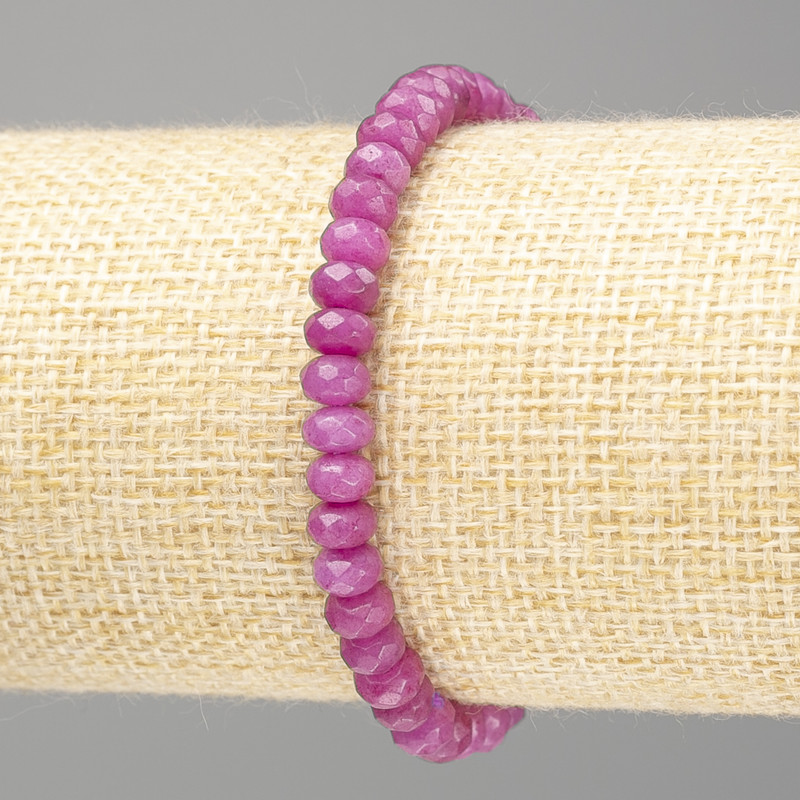 Bracelet Tourmaline (piece) dark pink faceted rondelle, diameter 6×4mm +-, length 18cm (stretch)