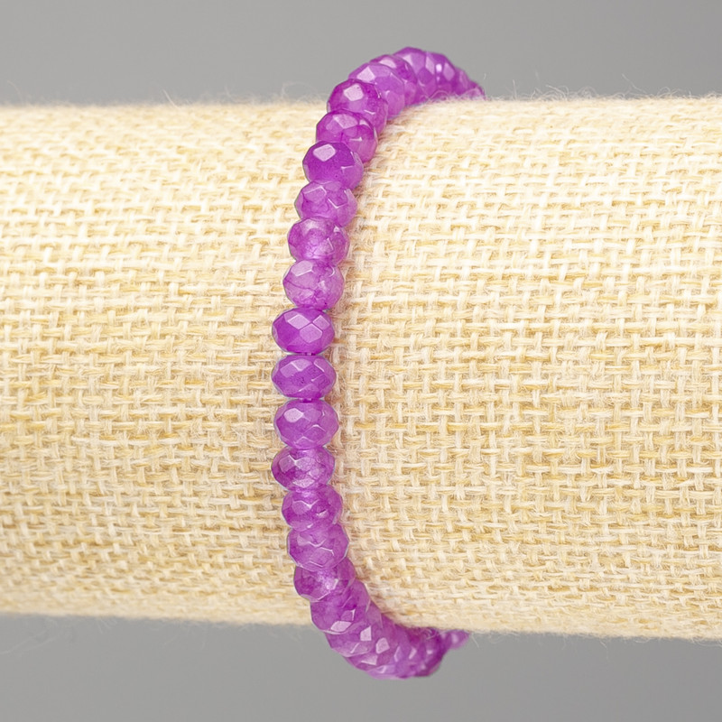 Bracelet of tinted stone artificial Amethyst light lilac faceted rondelles, diameter 6x4mm ±, length 18cm (stretch)