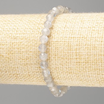 Bracelet Labradorite faceted bead natural stone on thread, diameter 6mm ±, length 18cm (stretch)
