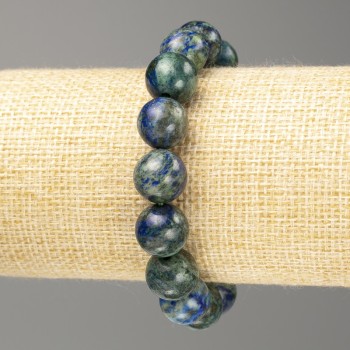 Azurite Bead Bracelet smooth round natural stone, diameter 12mm±, length 18cm (stretch)