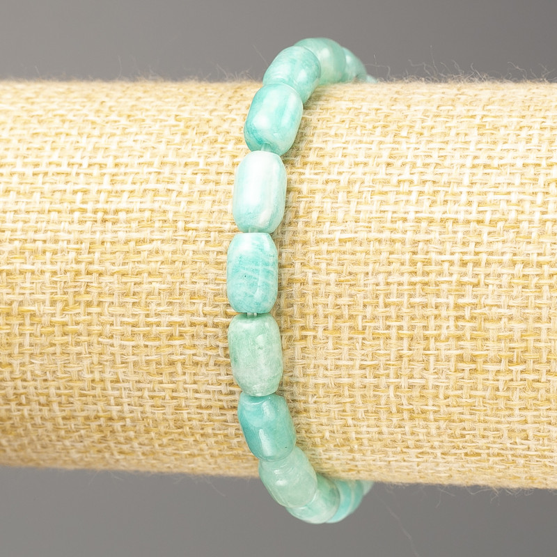 Bracelet made of natural amazonite barrel beads, diameter 9×6mm, length 18cm (stretch)