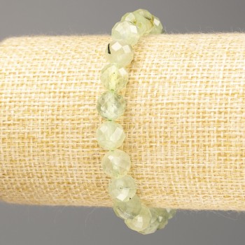 Bracelet made of natural Prehnite, faceted bead, 8mm diameter, length 18cm (stretch)