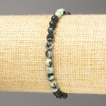 Bracelet with Chrysocolla Natural Stone, faceted ball, 5mm diameter, 18cm length (stretch)