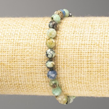 Bracelet made with natural stone Chrysocolla, Lapis Lazuli faceted bead, diameter 6mm, length 18cm (stretch)