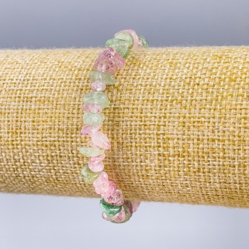 Bracelet made from Quartz natural stone mix, chipped, diameter 7×3mm±, length 18cm (stretch)