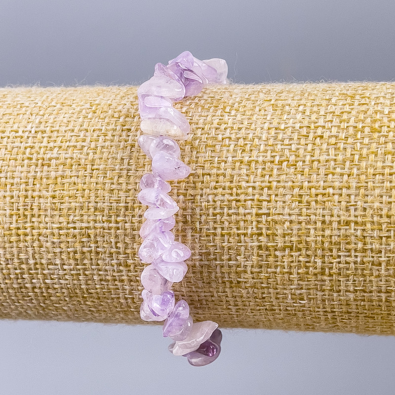 Amethyst Bracelet natural stone chunk, diameter 8x3mm +-, length 18cm (stretch)