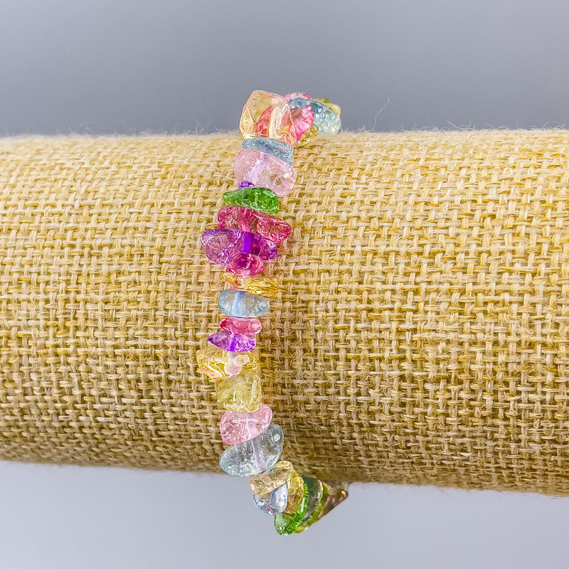 Bracelet Assorted Pebble Natural Stone, diameter 8×4mm ±, length 18cm (stretch)