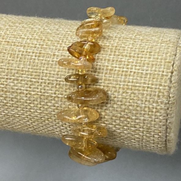 Bracelet Citrine natural gemstone shard “needle”, diameter 12x5mm± with seed beads, diameter 3mm±, length 18cm (stretch)