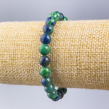 Azurite Natural Stone Bracelet Smooth Bead, 8mm Diameter, 18cm Length (Stretch)