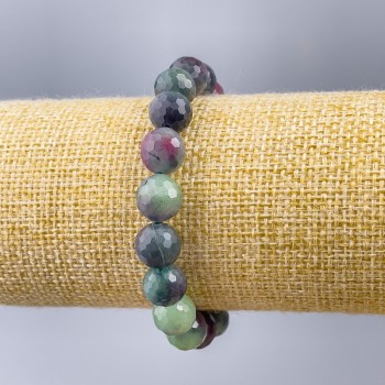 Bracelet Zoisite natural stone faceted bead, diameter 10mm±, length 18cm (stretch)