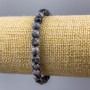 Bracelet Snow Obsidian Apache Tears Natural Stone Smooth Bead, diameter 6(±)mm, length 18cm (stretch)