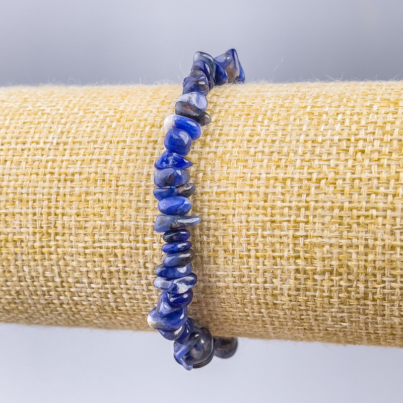 Bracelet Sodalite natural stone chip, diameter 8×4mm +-, length 18cm (stretch)