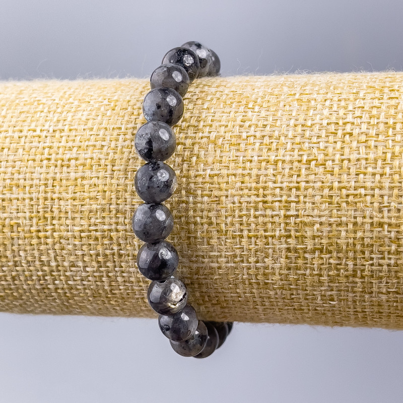 Labradorite Bracelet Smooth Beads 8mm Ø, Stretch Length 18cm