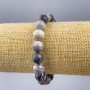 Bracelet Jasper Picasso Grey (artificial acrylic) smooth bead, diameter 10mm±, length 18cm (stretch)