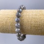 Bracelet Labradorite natural stone smooth bead, diameter 10mm±, length 18cm (stretch)