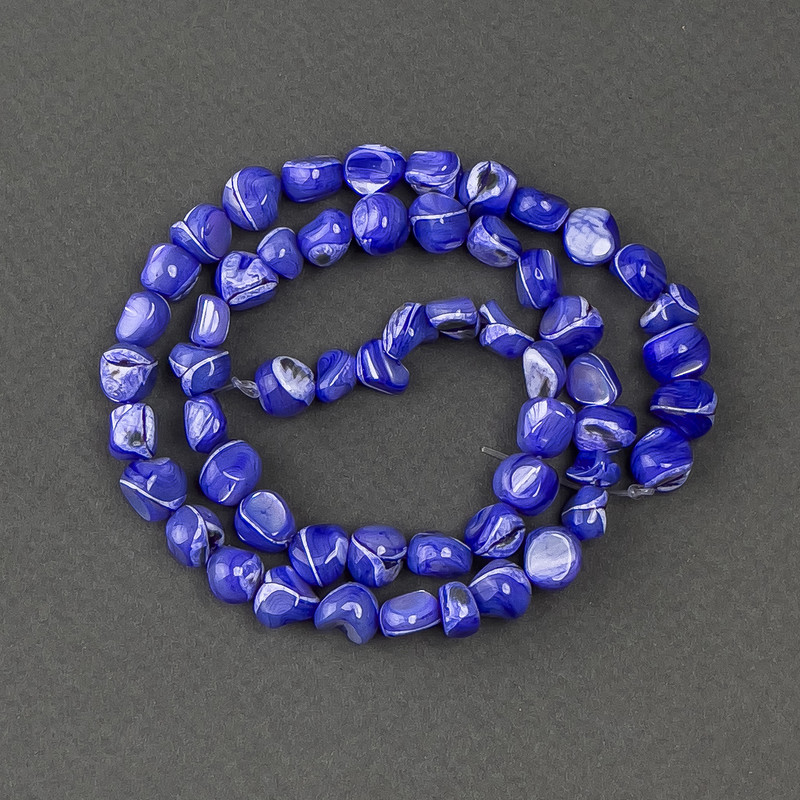 Toned lavender mother-of-pearl glass beads 8x6mm drop, on fishing line 41cm