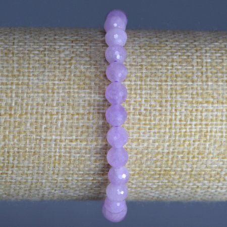 Kunzite Bracelet, natural stone, faceted bead, 6mm diameter +-, length 18cm (stretch)