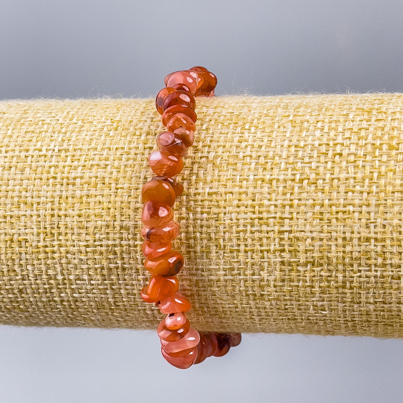 Carnelian Natural Stone Nugget Bracelet, 8x4mm nuggets, 18cm length (stretch)