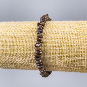 Bracelet Bronzite natural stone碎 fragments, diameter 7x2mm +-, length 18cm (stretch)