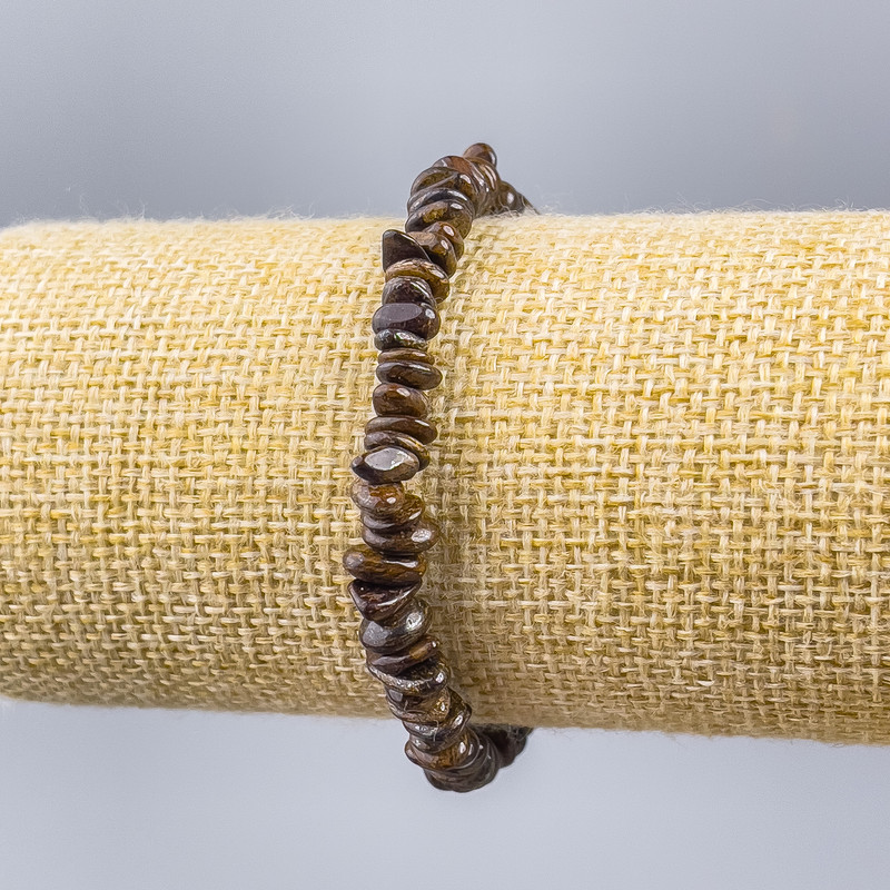 Bracelet Bronzite natural stone碎 fragments, diameter 7x2mm +-, length 18cm (stretch)