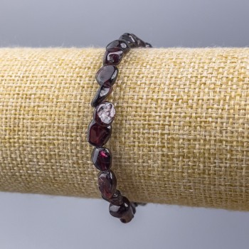 Bracelet Garnet natural stone faceted, diameter 8x7mm+-, length 18cm (stretch)