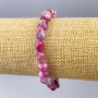 Bracelet Rubellite Tourmaline natural stone faceted, diameter 10×9mm±, length 18cm (stretch)