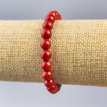 Bracelet Coral (artificial) smooth ball diameter 8mm+, length 18cm (stretch)