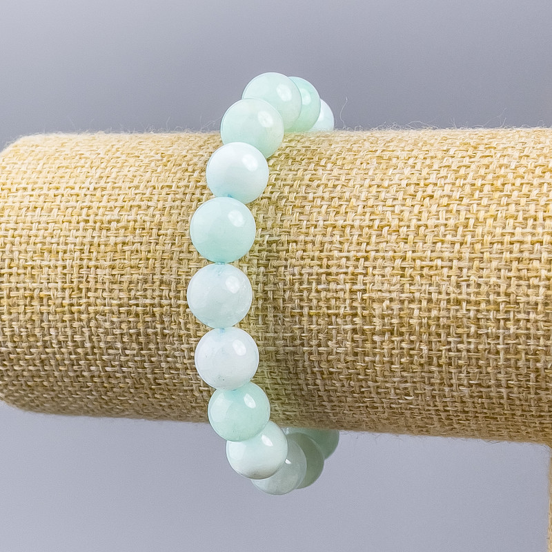 Larimar Bracelet natural stone smooth bead on thread, diameter 10mm±, length 18cm (stretch)
