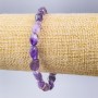 Amethyst Bracelet, Natural Stone, Faceted Beads 8×10mm, Stretch Band, 18cm