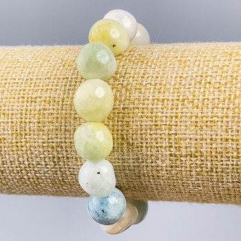 Bracelet Morganite natural stone faceted assorted sizes d 10×12-13×18mm+-, length 18cm (stretch)