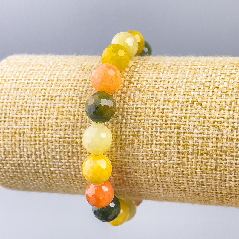 Bracelet Assortment natural stone faceted bead, diameter 10mm±, length 18cm (stretch)