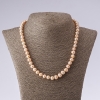 Necklace of Pearls Freshwater Cultured Round Shape Pink Peach, length 47cm, diameter 8-9mm(±)