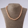 Pearl Necklace - freshwater (cultured) round shape pink peach, length 42-50cm, diameter 6-7mm(±)