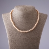 Necklace of pink freshwater smooth pearls, diameter 6mm L 45cm
