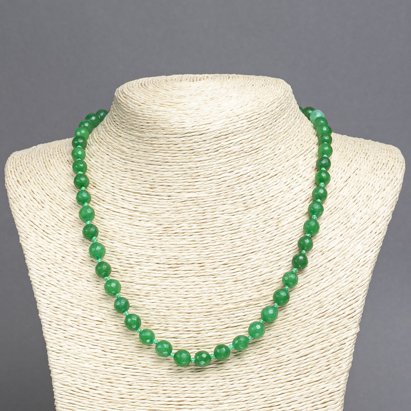 Chrysoprase Bead Necklace (single) Faceted Ball, Ø7.5mm, length 45cm