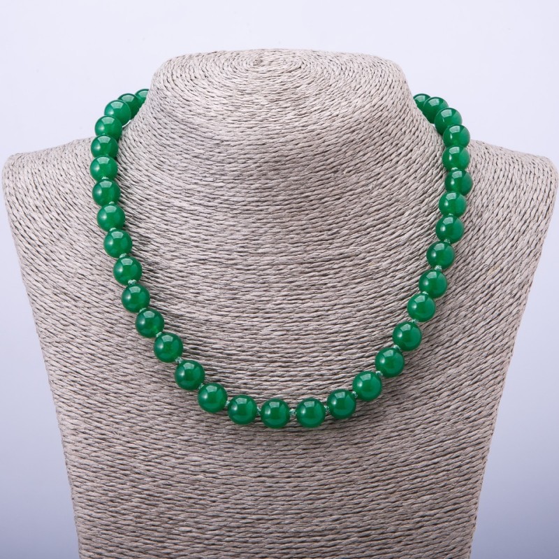 Chrysoprase Bead Necklace smooth ball, diameter 10mm, length 45cm