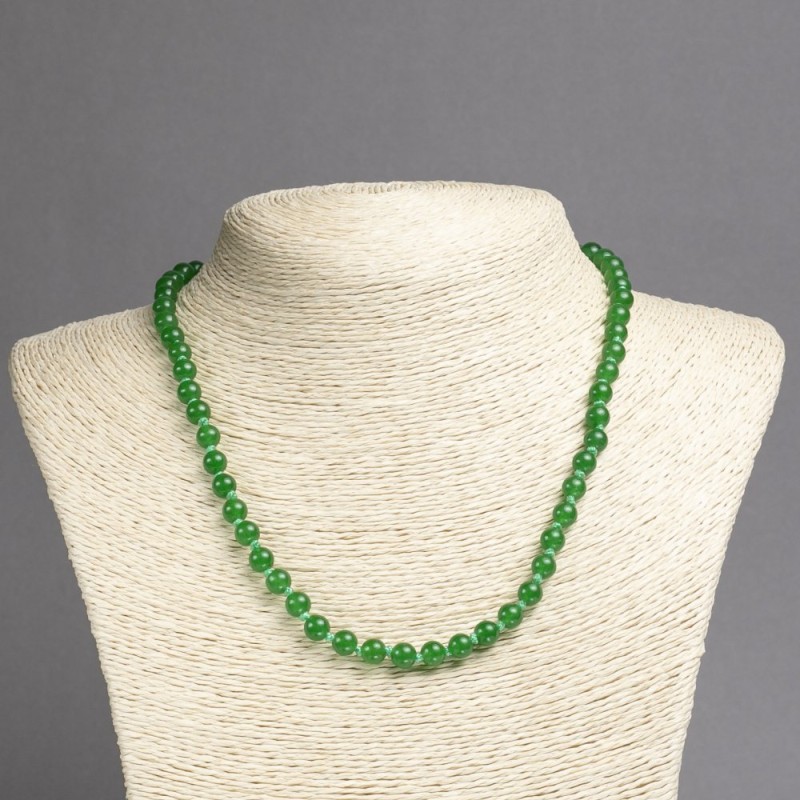 Chrysoprase Necklace, smooth round beads 6mm diameter, length 45cm