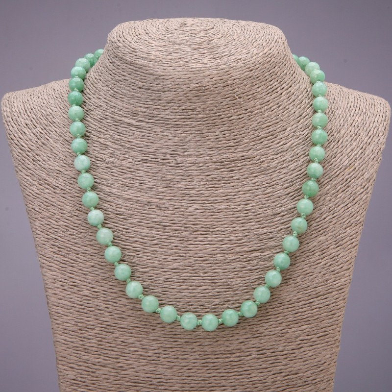 Jadeite Jade Bead Necklace, Burmese Jadeite, smooth round beads, diameter 8mm (±), length 45cm