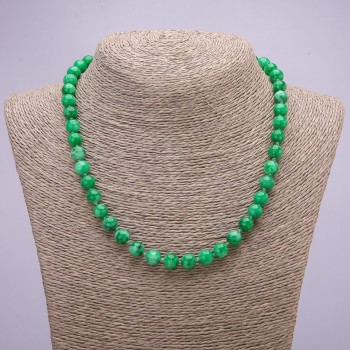 Chrysoprase Bead Necklace, artificial smooth round beads, diameter 8(±)mm, length 45cm