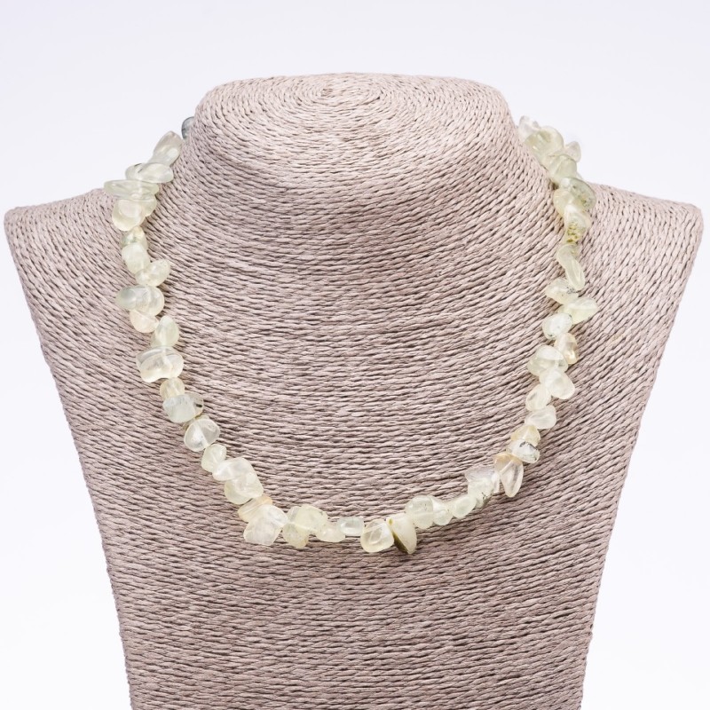 Prehnite Necklace, Faceted “Butterfly” Beads, diameter 6×12mm (+-), length 45–52cm