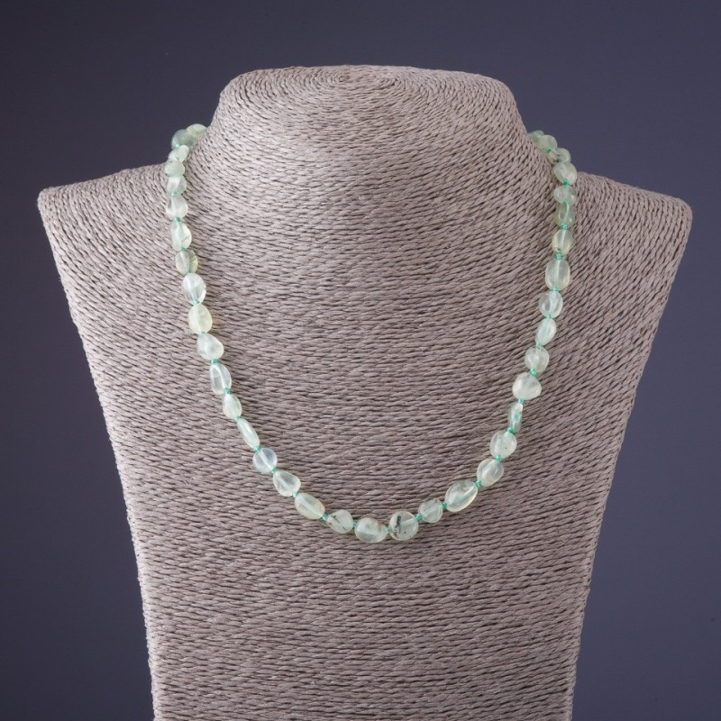 Prehnite bead necklace, faceted, diameter 6×10mm, length 45cm