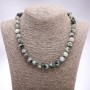 Necklace made of moss agate beads, smooth round beads 8+ mm diameter, length 45+ cm