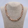 Natural stone selenite necklace, smooth ball, diameter 10mm+