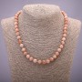 Natural Stone Necklace with Selenite, smooth sphere, diameter 8(±)mm, length 45cm